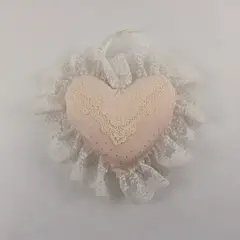 Brown Sugar Designs Blush Heart Decorative Hanging Pillow Lace Trim