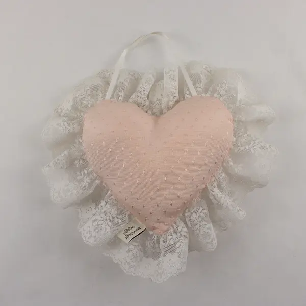 Brown Sugar Designs Blush Heart Decorative Hanging Pillow Lace Trim