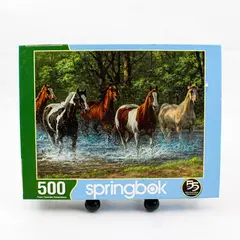 Springbok 500-Pc. Jigsaw Puzzle "Summer Creek" Horses 18" x 23.5" Complete