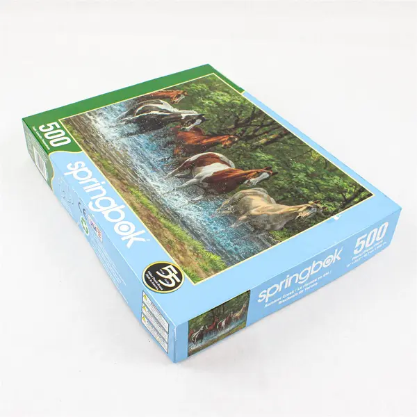 Springbok 500-Pc. Jigsaw Puzzle "Summer Creek" Horses 18" x 23.5" Complete