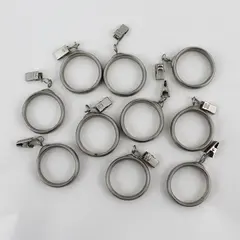 Set of 10 Metal Curtain Rings With Clips 