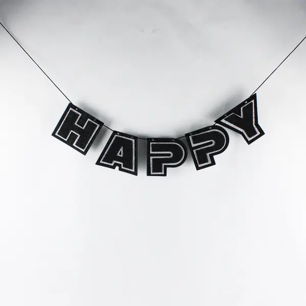 Black and Silver Glittery Happy Birthday Foam Banner 8-1/2 ft Total