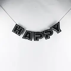 Black and Silver Glittery Happy Birthday Foam Banner 8-1/2 ft Total