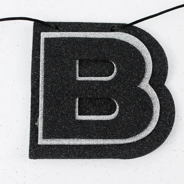 Black and Silver Glittery Happy Birthday Foam Banner 8-1/2 ft Total
