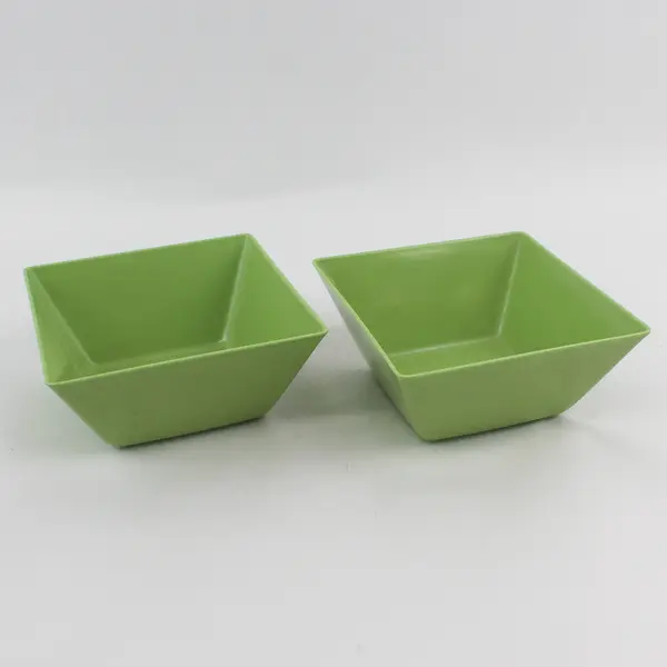 Home Everyday Set of 3 Melamine Square Bowls Brown Green