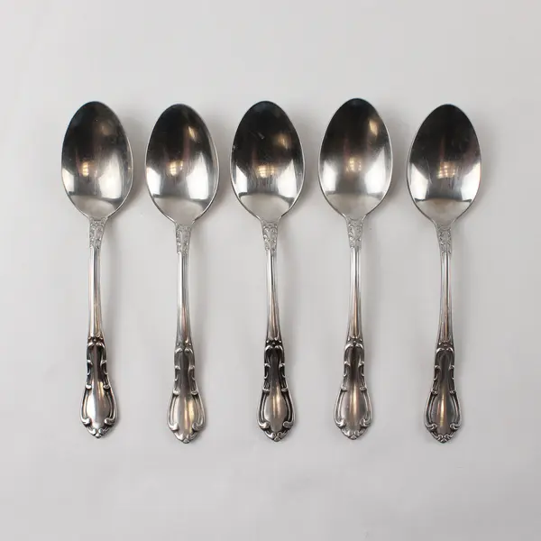 Five Stainless Teaspoons by Towle in the Pattern Merrimack