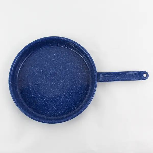 Vintage Blue Speckled Enamelware Skillet Frying Pan 10.5 inches