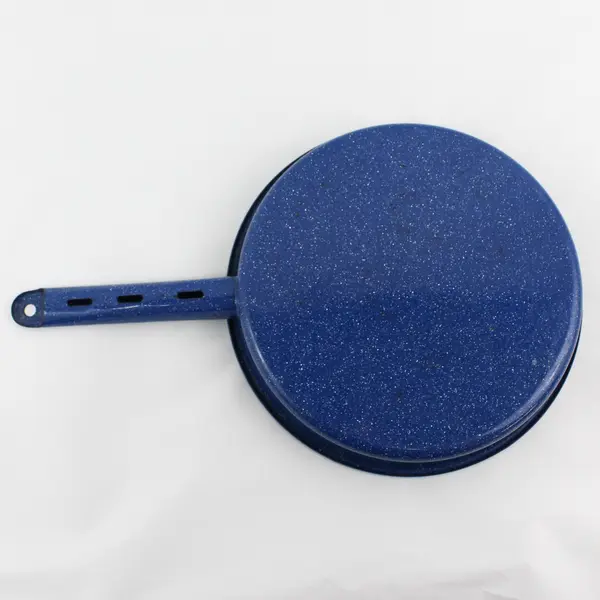 Vintage Blue Speckled Enamelware Skillet Frying Pan 10.5 inches