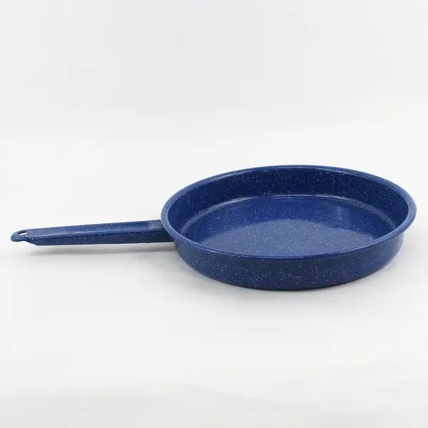 Vintage Blue Speckled Enamelware Skillet Frying Pan 10.5 inches