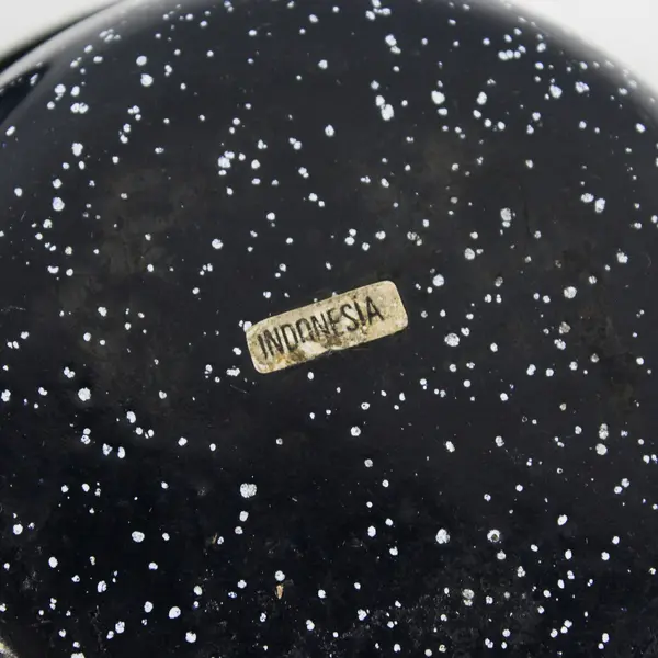 Vintage Dark Blue Speckled 6.25" Enamelware Lidded Saucepan Perfect Camping 