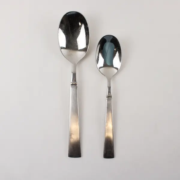 Two Satin Balance Spoons by Towle: 1 Tablespoon, 1 Serving Spoon