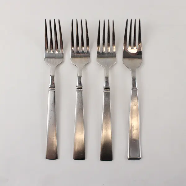 Four Stainless Satin Balance Salad Forks by Towle