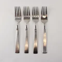 Four Stainless Satin Balance Salad Forks by Towle