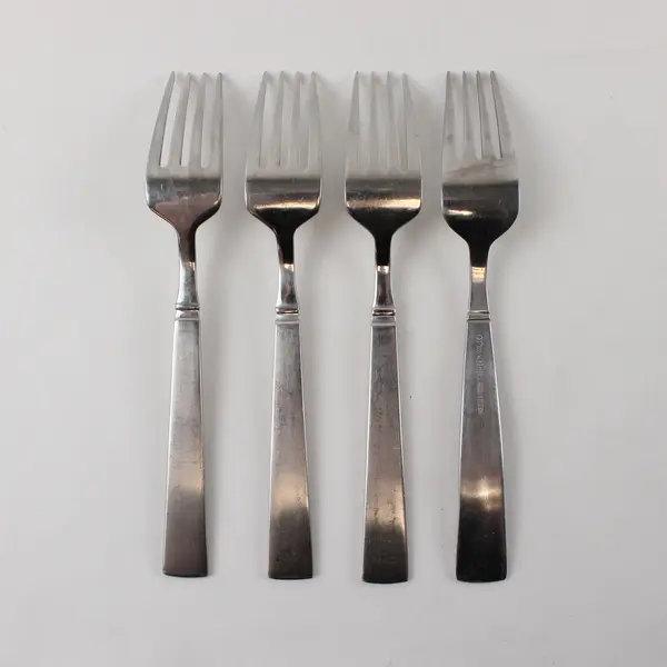Four Stainless Satin Balance Salad Forks by Towle