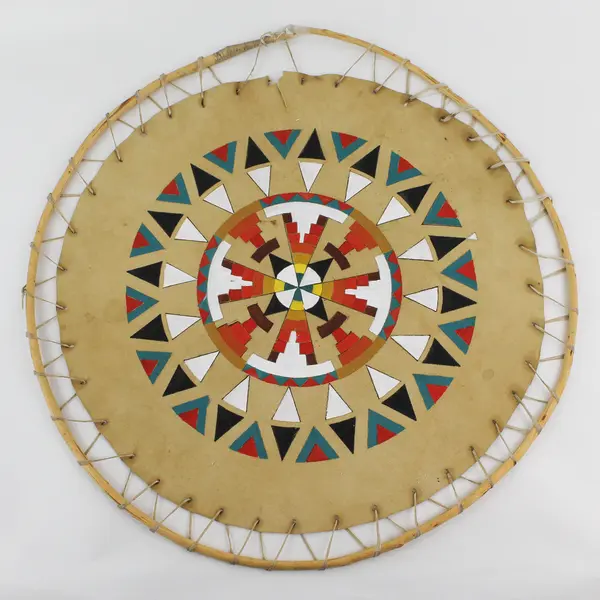 Hand Painted And Handmade Tribal Leather Shield 19"