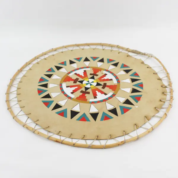 Hand Painted And Handmade Tribal Leather Shield 19"
