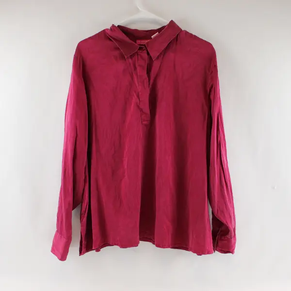 Liz Lange Maternity Magenta Long-Sleeved Silk Blouse Women's XXL