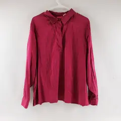 Liz Lange Maternity Magenta Long-Sleeved Silk Blouse Women's XXL