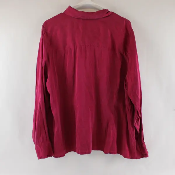 Liz Lange Maternity Magenta Long-Sleeved Silk Blouse Women's XXL