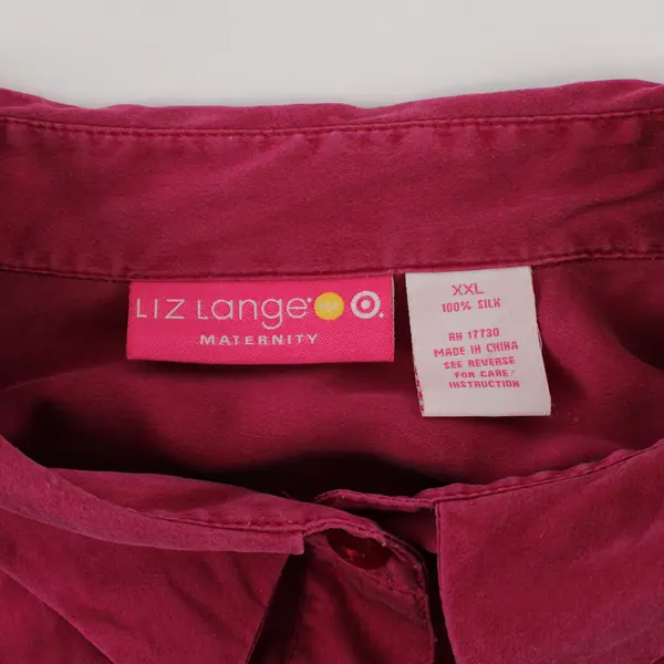 Liz Lange Maternity Magenta Long-Sleeved Silk Blouse Women's XXL
