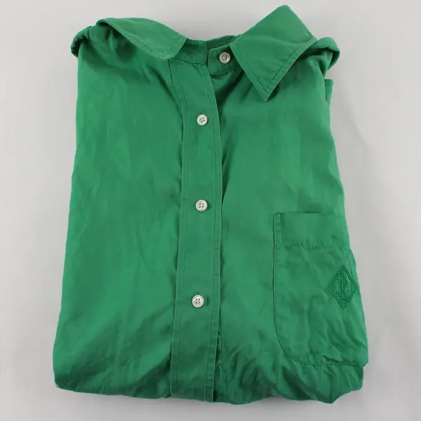 Lauren Ralph Lauren Green Long-Sleeved Silk Button-Up Women's Size 16
