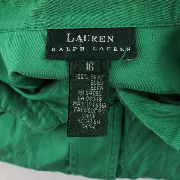 Lauren Ralph Lauren Green Long-Sleeved Silk Button-Up Women's Size 16