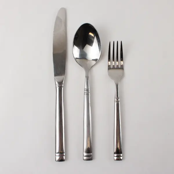 Three Stephanie by Towle Flatware: Serving Spoon, Dinner Knife, Salad Fork
