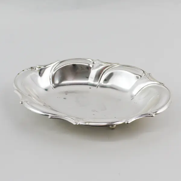 Elite 4 Footed Oval Scalloped Rim Silver Plate Tray Hoka West Germany