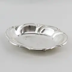 Elite 4 Footed Oval Scalloped Rim Silver Plate Tray Hoka West Germany