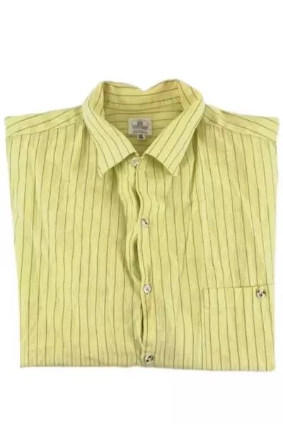 Vintage GB Clothing Co Women's XL Yellow Striped Shirt Top Short Sleeves