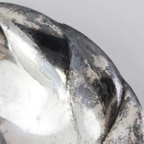 3 Footed 7.5"  Silver Plate Dish Spiral Rim Pattern West Germany