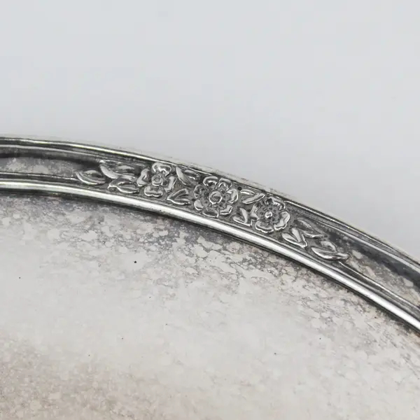 Vintage Rogers & Bro 11in Footed Cake Plate 2321 Floral Rim Silverplate