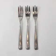 Three 18/8 Stainless Rose Gadroon Dessert Forks by Lauffer Made in Germany