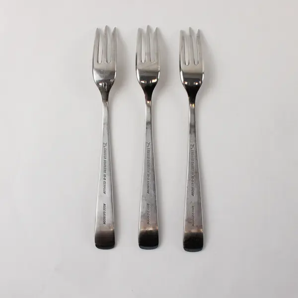 Three 18/8 Stainless Rose Gadroon Dessert Forks by Lauffer Made in Germany