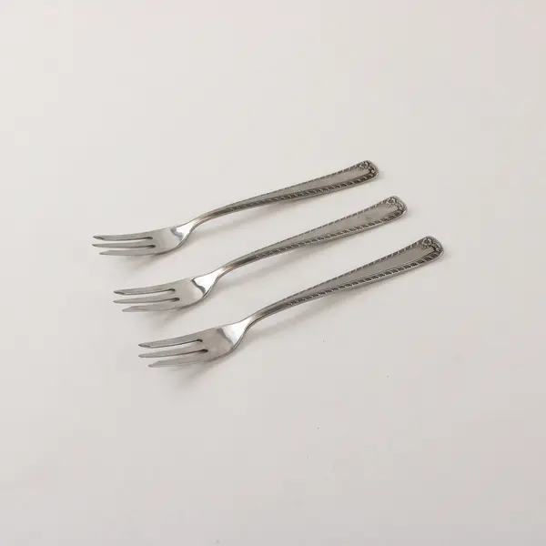 Three 18/8 Stainless Rose Gadroon Dessert Forks by Lauffer Made in Germany
