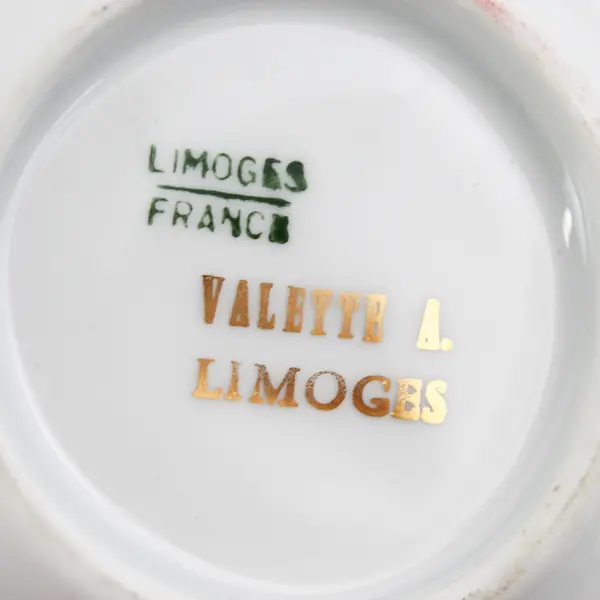 Limoges France  Porcelain Ashtray Trinket Valette French Quote Gold Trim