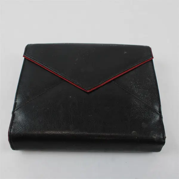 Buxton Planner Organizer Black & Red Faux Leather Cover Pockets Slots Cash