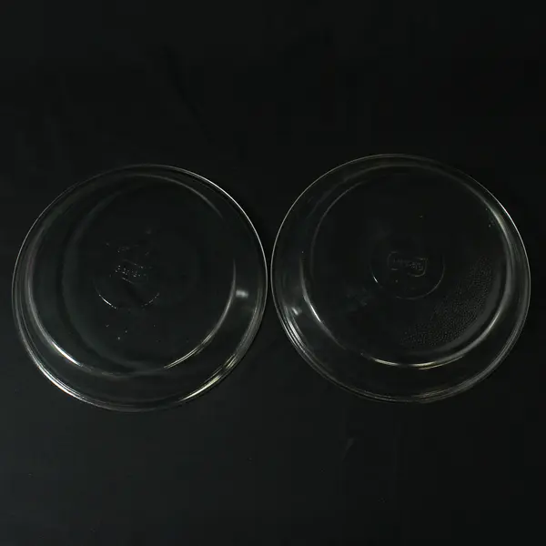 Lot of 2  Glasbake J2407 Clear Glass 9" Pie Plate Dish Textured Bottom USA