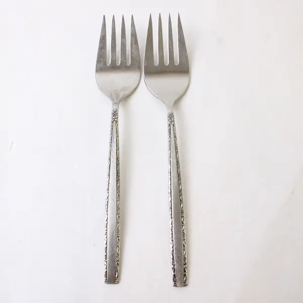 Two Stainless Meat Forks by Oneida in the Pattern Via Roma