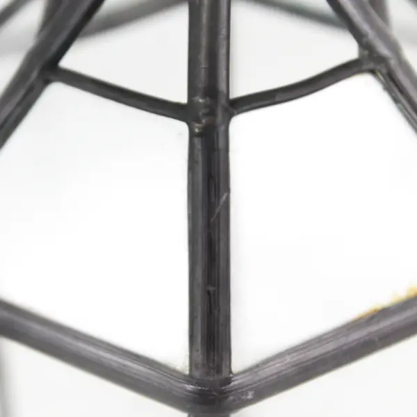 Vintage Glass And Metal Hexagon Candle Lantern 7.5"