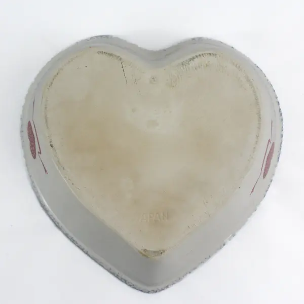 Set of 2 Vintage Heart Shaped Spongeware Nesting Serving Bowls Japan