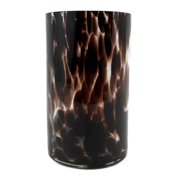 Brown Tortoise Shell Hand Blown Glass Vase 8"