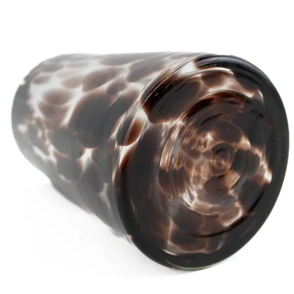 Brown Tortoise Shell Hand Blown Glass Vase 8"