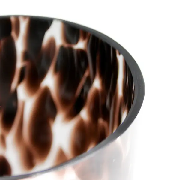 Brown Tortoise Shell Hand Blown Glass Vase 8"