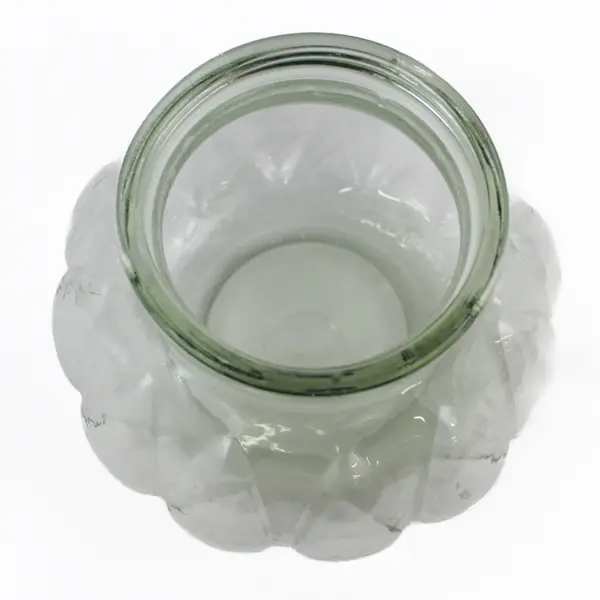 VTG Green Tint Pumpkin-Shaped Storage Apothecary Glass Jar With Wood Lid 