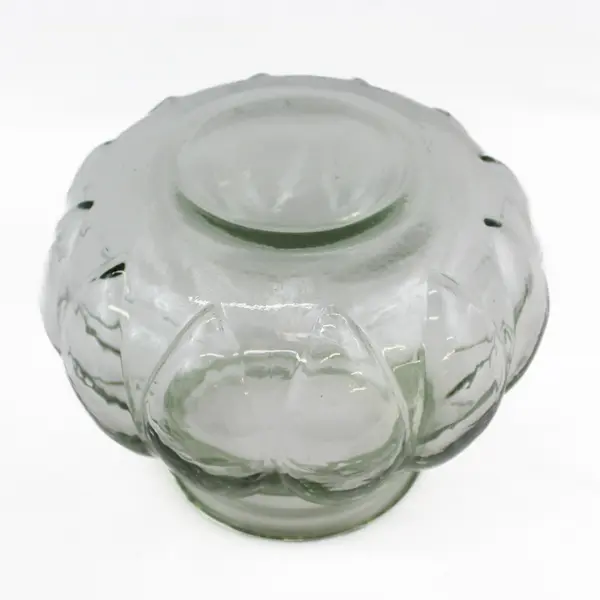 VTG Green Tint Pumpkin-Shaped Storage Apothecary Glass Jar With Wood Lid 