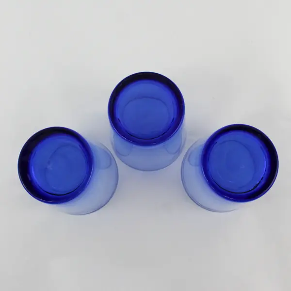 Set of 3 Vintage Libbey Double Old Fashioned Glasses Flare Cobalt Blue  