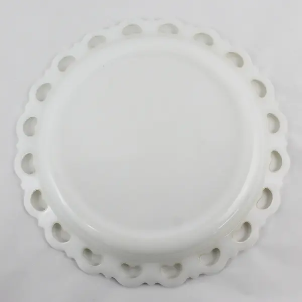 Vintage 13” Anchor Hocking White Milk Glass Lace Edge Torte Plate
