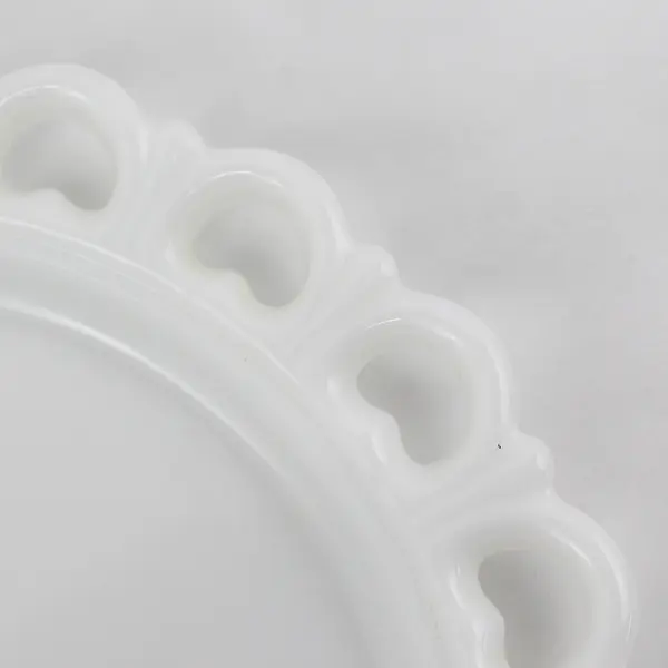 Vintage 13” Anchor Hocking White Milk Glass Lace Edge Torte Plate