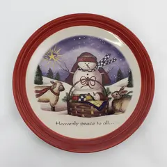 Royal Norfolk Christmas Snowman Stoneware Plate Heavenly Peace To All